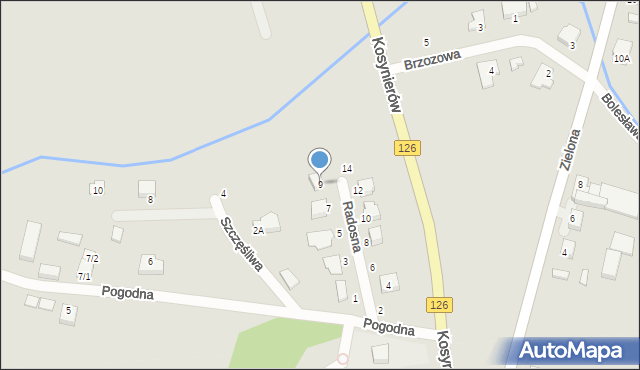 Dębno, Radosna, 9, mapa Dębno