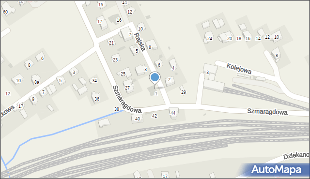 Dziekanowice, Rajska, 1a, mapa Dziekanowice