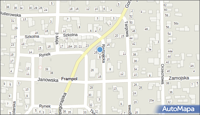Frampol, Radzięcka, 9, mapa Frampol