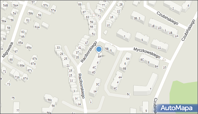 Gdańsk, Raciborskiego Mariana, prof., 4A, mapa Gdańska