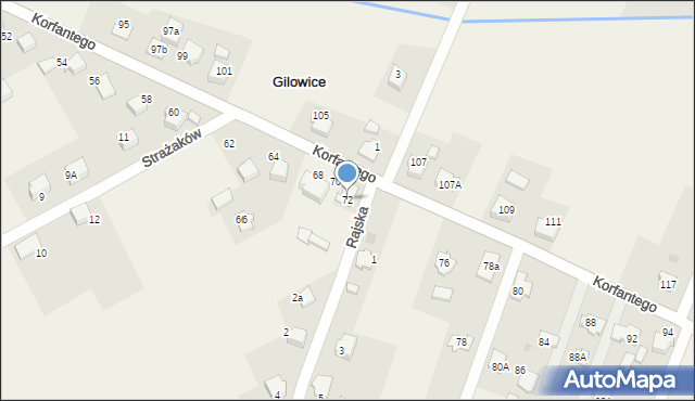 Gilowice, Rajska, 72, mapa Gilowice