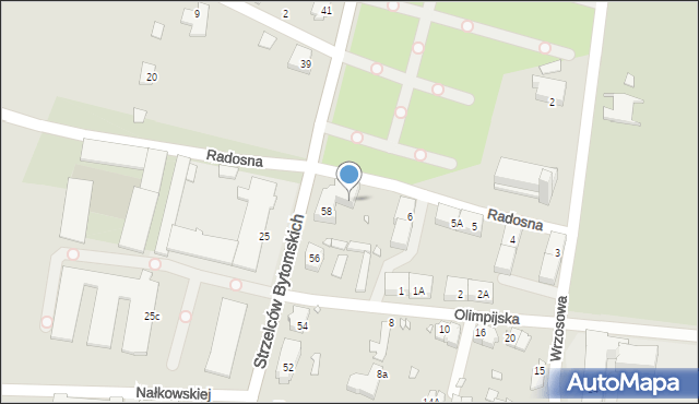 Gliwice, Radosna, 2, mapa Gliwic