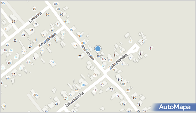 Gliwice, Radomska, 86, mapa Gliwic