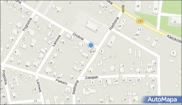 Gniezno, Radosna, 8, mapa Gniezna