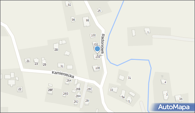 Goleszów, Radoniowa, 104, mapa Goleszów