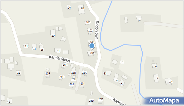 Goleszów, Radoniowa, 106, mapa Goleszów