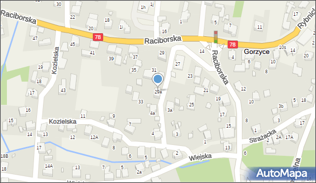 Gorzyce, Raciborska, 29a, mapa Gorzyce