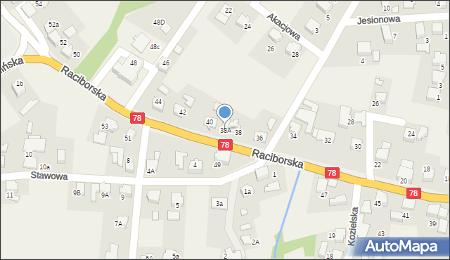 Gorzyce, Raciborska, 38A, mapa Gorzyce