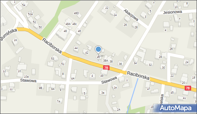 Gorzyce, Raciborska, 40, mapa Gorzyce