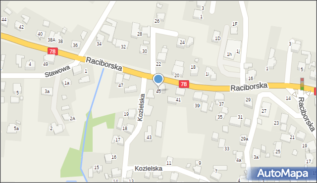 Gorzyce, Raciborska, 45, mapa Gorzyce