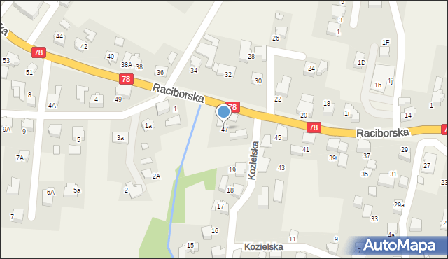 Gorzyce, Raciborska, 47, mapa Gorzyce