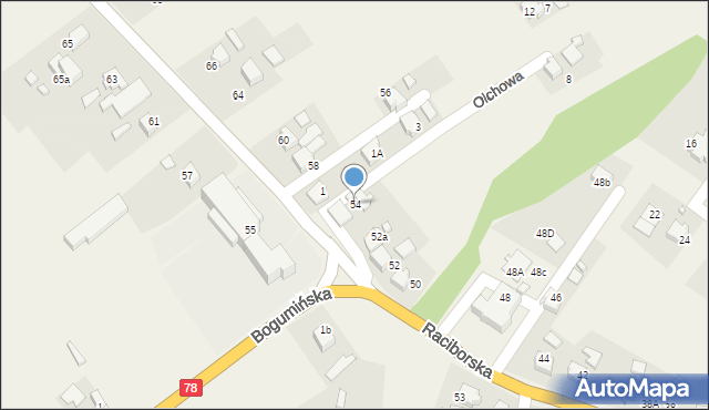 Gorzyce, Raciborska, 54, mapa Gorzyce