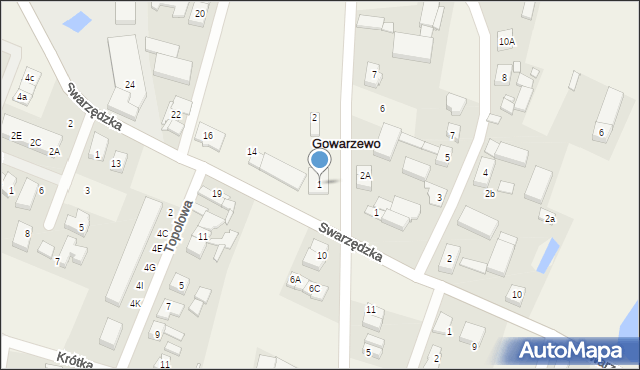 Gowarzewo, Rabowicka, 1, mapa Gowarzewo