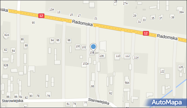 Gózd, Radomska, 104a, mapa Gózd