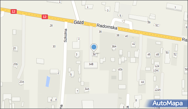 Gózd, Radomska, 34, mapa Gózd