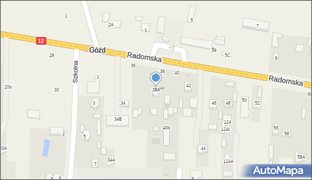 Gózd, Radomska, 38A, mapa Gózd