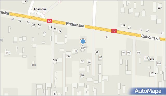 Gózd, Radomska, 82A, mapa Gózd