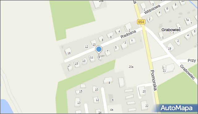 Grabowiec, Radosna, 9, mapa Grabowiec