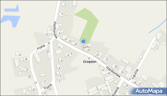 Grzędzin, Raciborska, 17, mapa Grzędzin