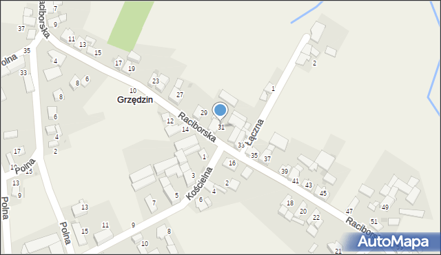 Grzędzin, Raciborska, 31, mapa Grzędzin