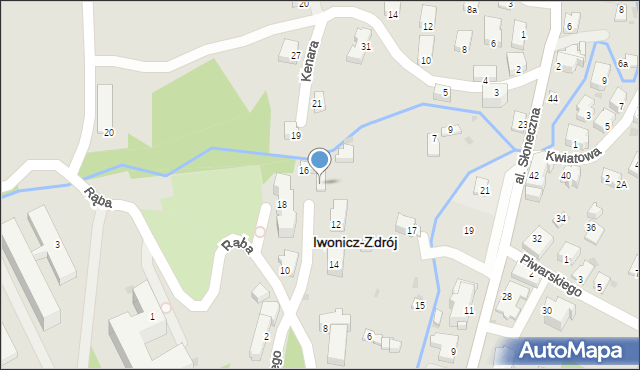 Iwonicz-Zdrój, Rąba Jana, ks., 16a, mapa Iwonicz-Zdrój