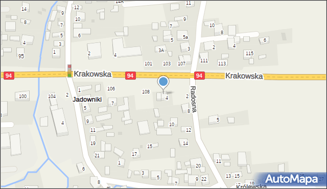 Jadowniki, Radosna, 6, mapa Jadowniki