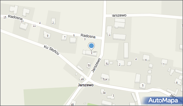 Jarszewo, Radosna, 1, mapa Jarszewo