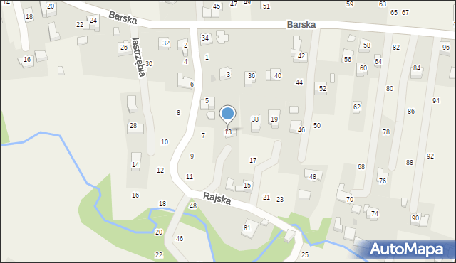 Jastrzębia, Rajska, 13, mapa Jastrzębia