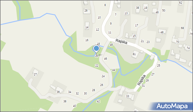 Jastrzębia, Rajska, 20, mapa Jastrzębia