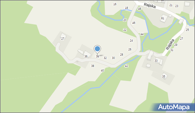 Jastrzębia, Rajska, 34, mapa Jastrzębia