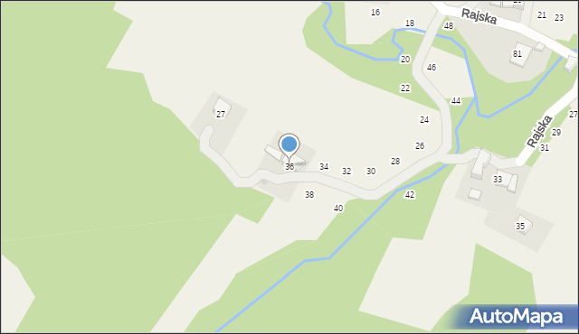 Jastrzębia, Rajska, 36, mapa Jastrzębia