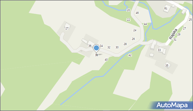 Jastrzębia, Rajska, 38, mapa Jastrzębia