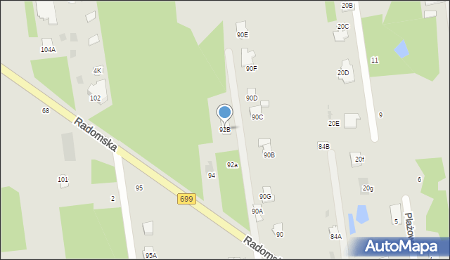 Jedlnia-Letnisko, Radomska, 92B, mapa Jedlnia-Letnisko