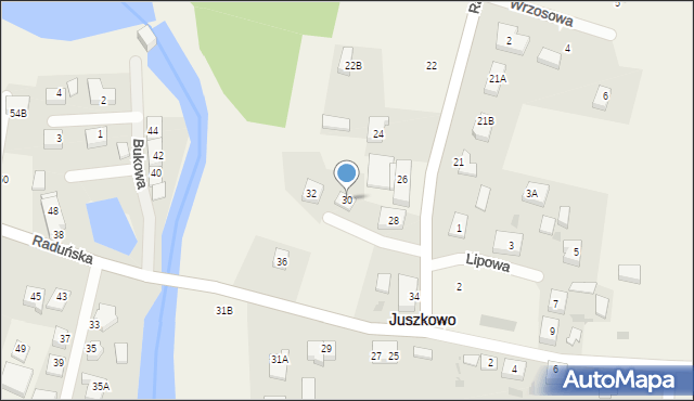 Juszkowo, Raduńska, 30, mapa Juszkowo