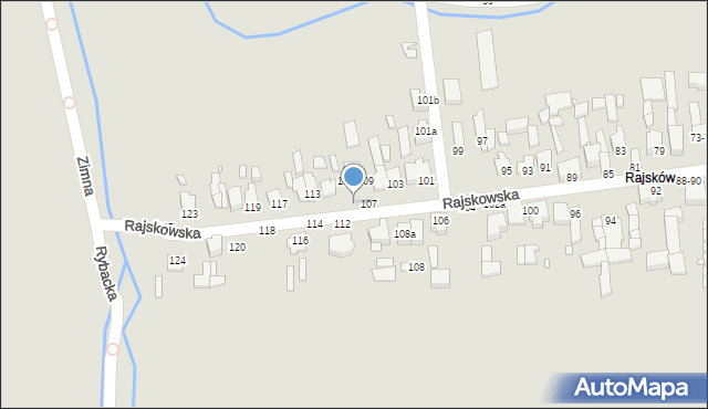 Kalisz, Rajskowska, 109, mapa Kalisza