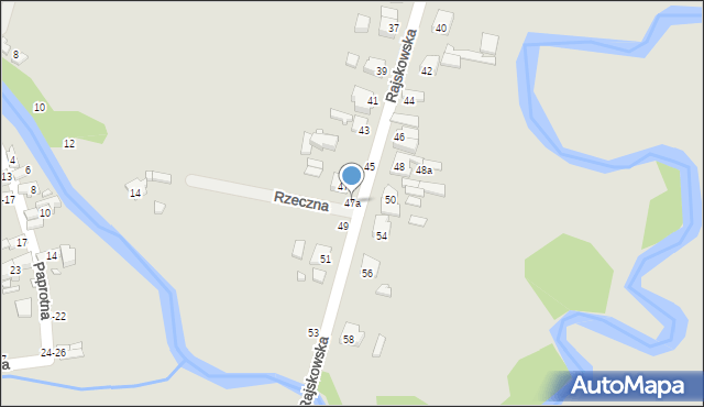 Kalisz, Rajskowska, 47a, mapa Kalisza