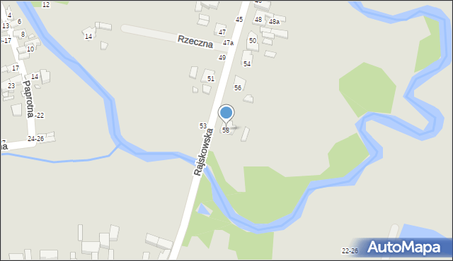 Kalisz, Rajskowska, 58, mapa Kalisza