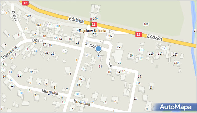 Kalisz, Rajskowska, 6, mapa Kalisza