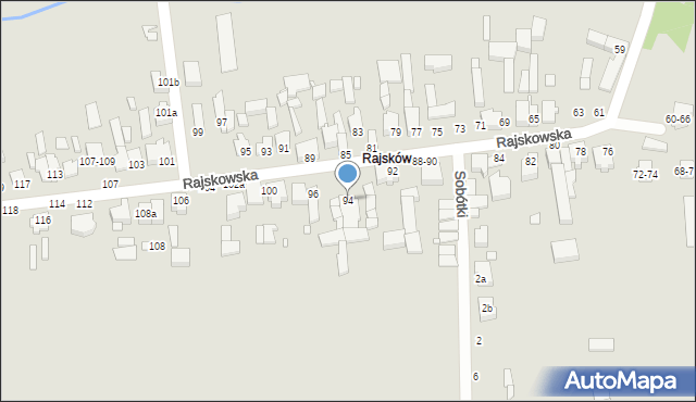 Kalisz, Rajskowska, 94, mapa Kalisza