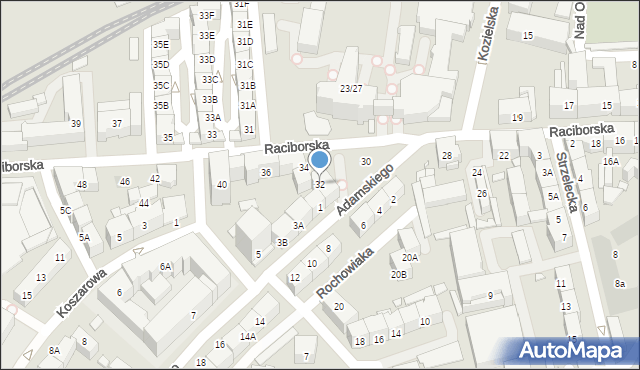 Katowice, Raciborska, 32, mapa Katowic