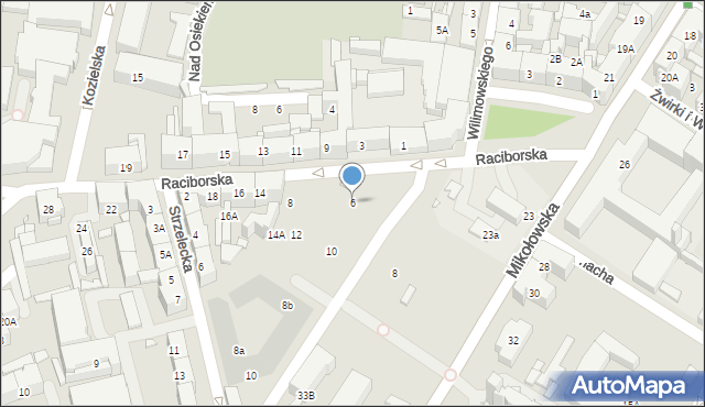 Katowice, Raciborska, 6, mapa Katowic