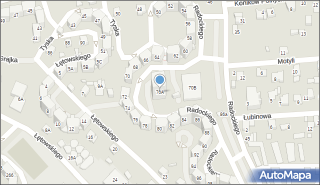 Katowice, Radockiego Marcina, 70A, mapa Katowic