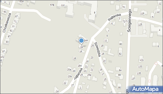 Kielce, Rajtarska, 14, mapa Kielc