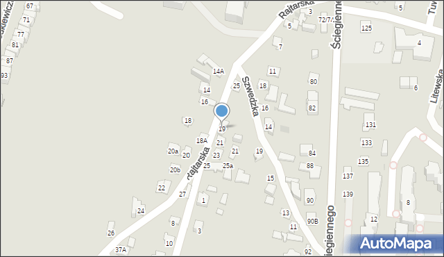 Kielce, Rajtarska, 19, mapa Kielc