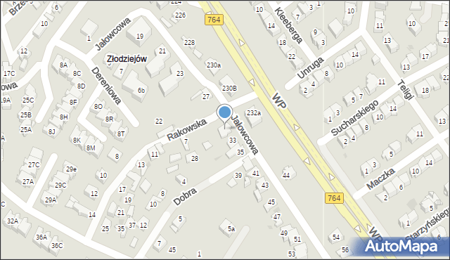 Kielce, Rakowska, 1, mapa Kielc