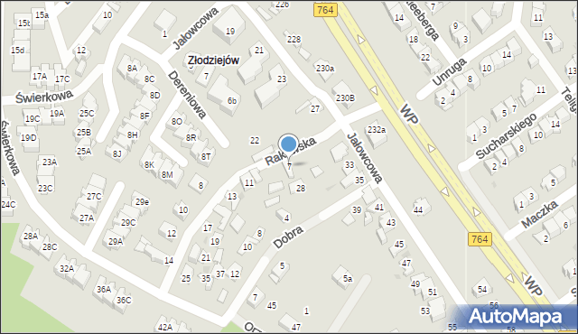 Kielce, Rakowska, 7, mapa Kielc