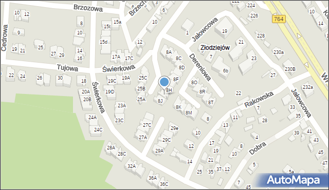 Kielce, Rakowska, 8I, mapa Kielc