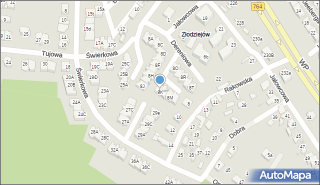 Kielce, Rakowska, 8K, mapa Kielc