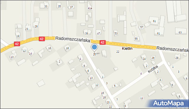 Kietlin, Radomszczańska, 20, mapa Kietlin