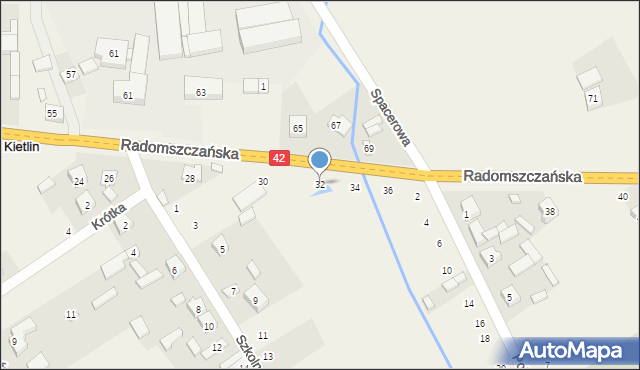 Kietlin, Radomszczańska, 32, mapa Kietlin